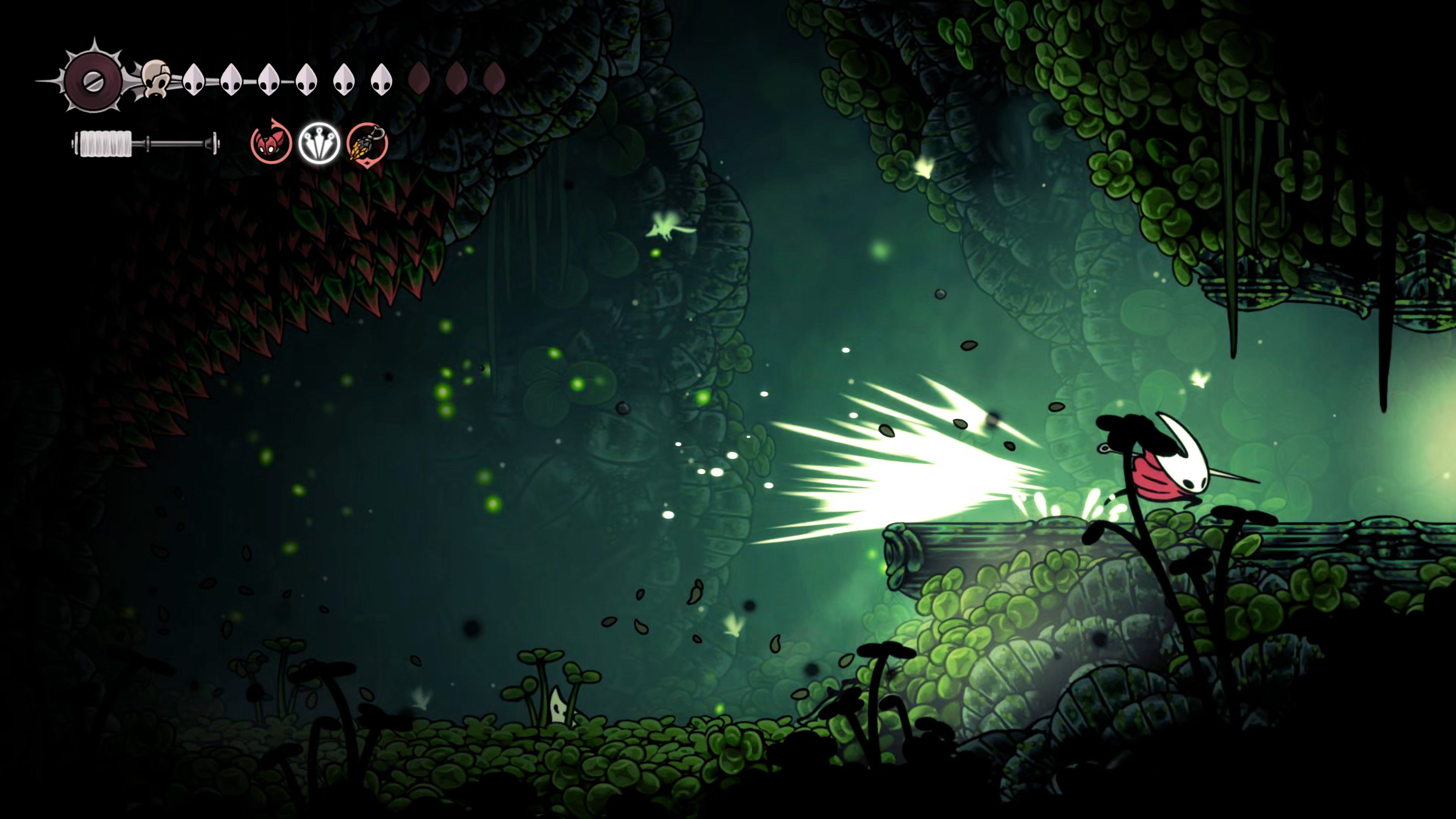 A screenshot of Hollow Knight: Silksong showing the path through Lost Verdania. - 25