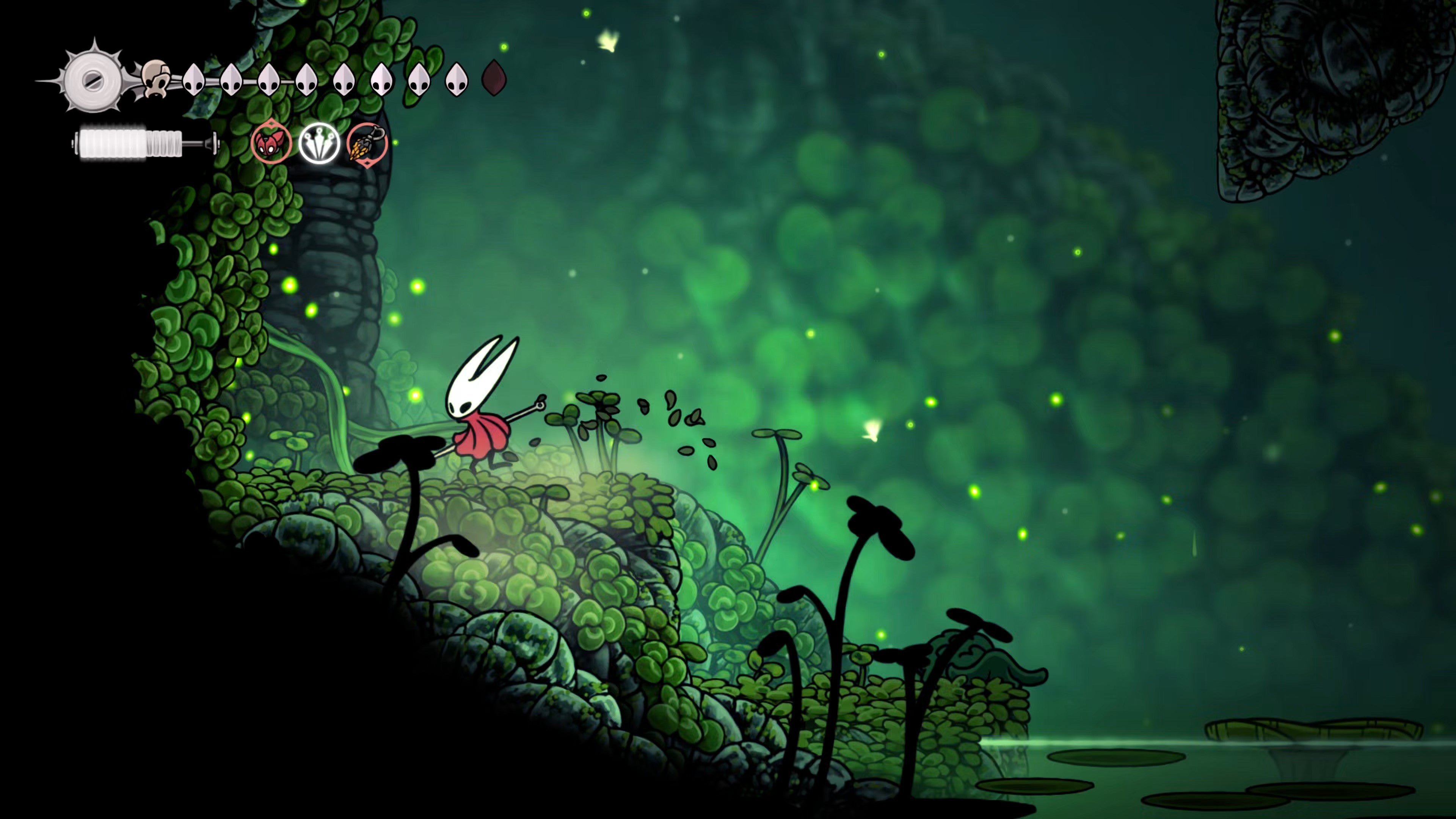 A screenshot of Hollow Knight: Silksong showing the path through Lost Verdania. - 27