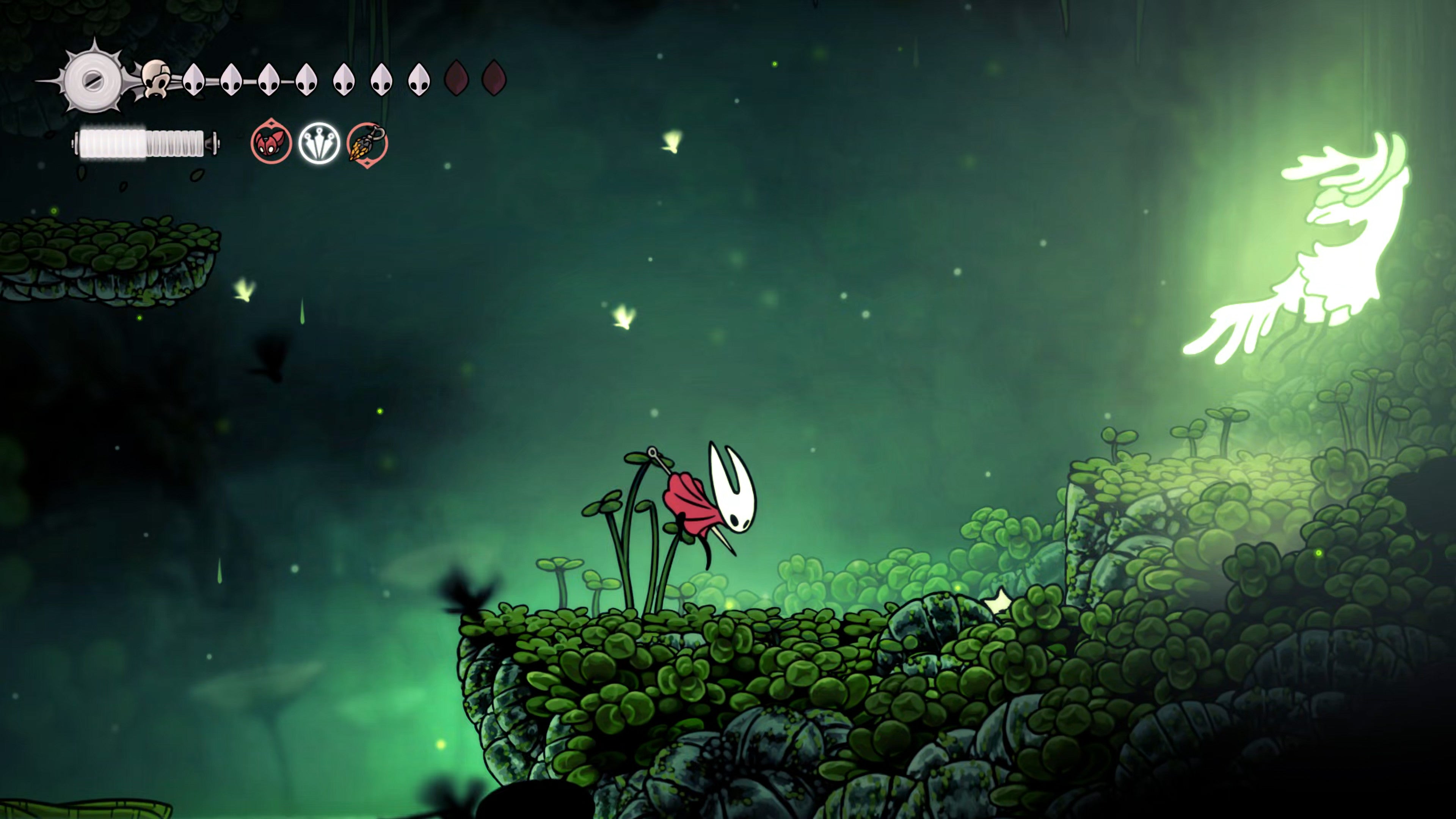 A screenshot of Hollow Knight: Silksong showing the path through Lost Verdania. - 30