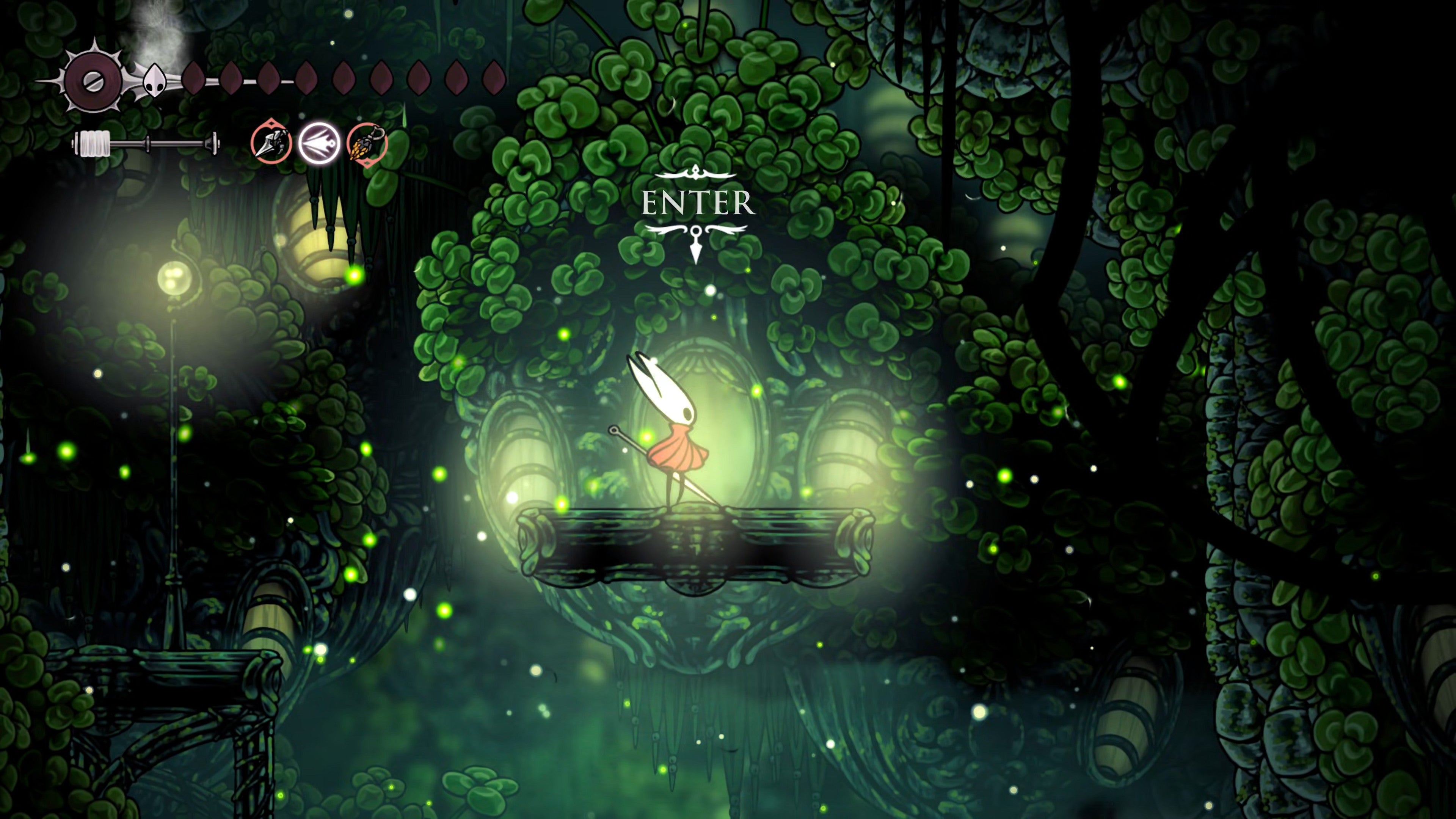 A screenshot of Hollow Knight: Silksong showing the path through Lost Verdania. - 33