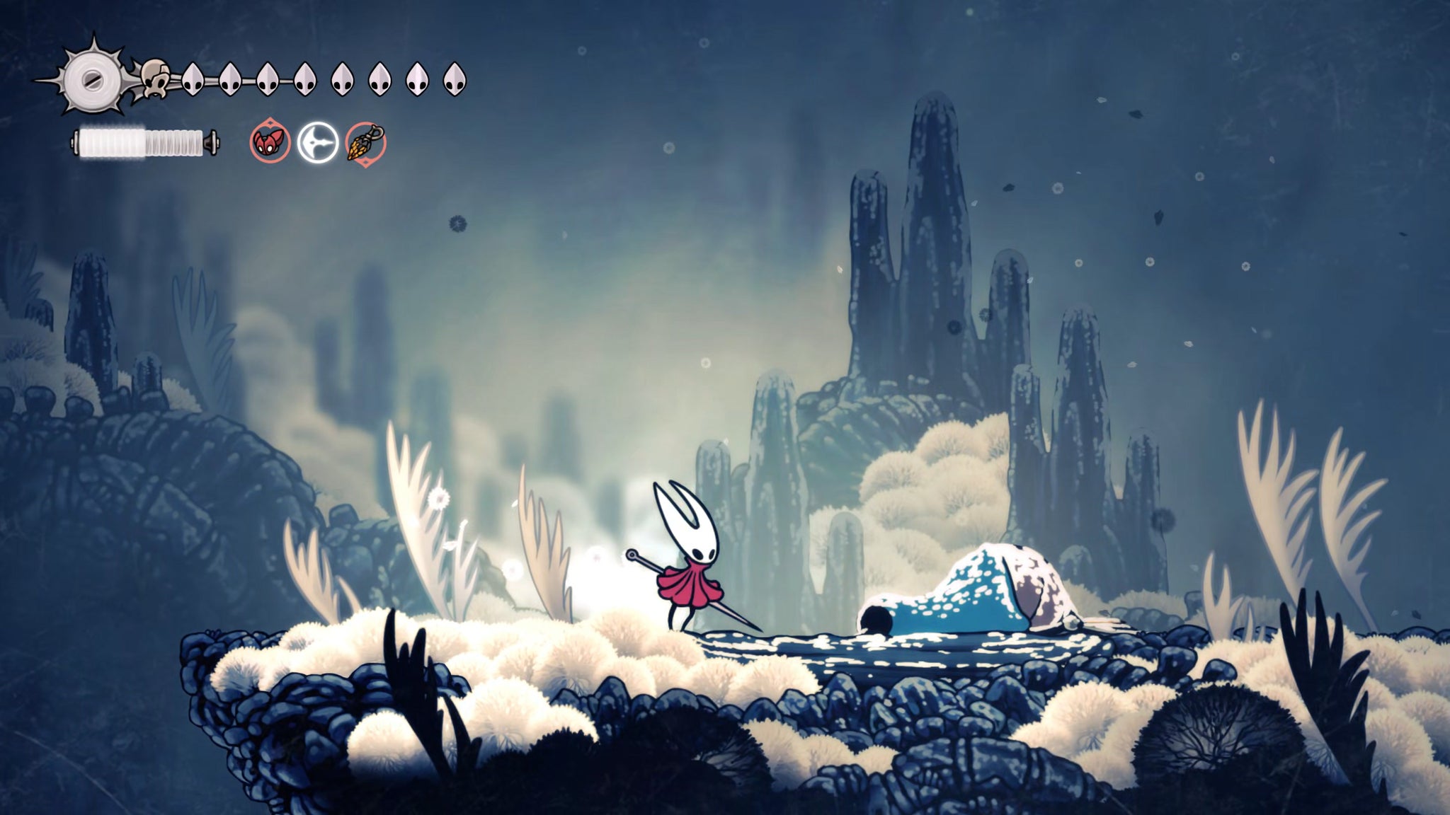 A screenshot of Hollow Knight: Silksong showing the path through various final quests and activities in Act 3. - 38