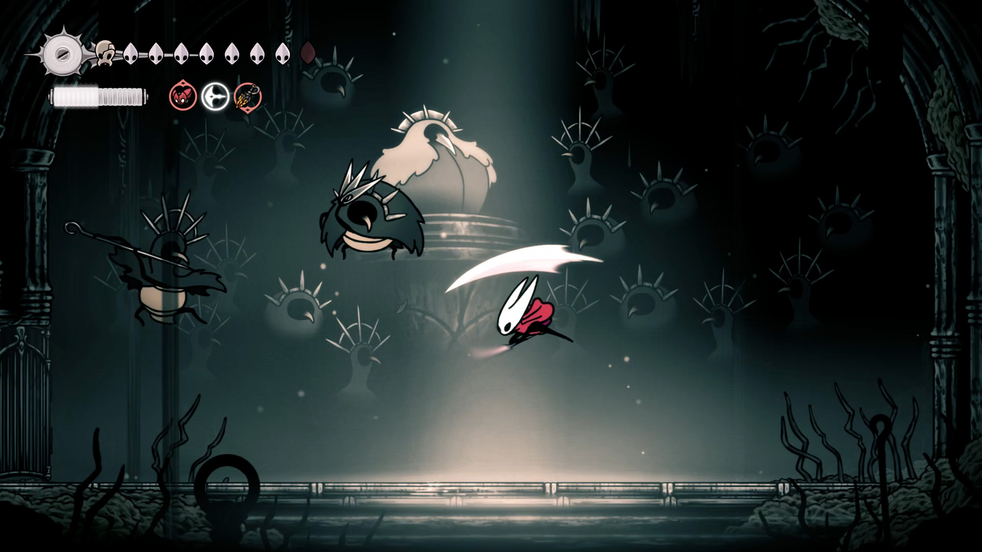 A screenshot of Hollow Knight: Silksong showing the path through various final quests and activities in Act 3. - 64