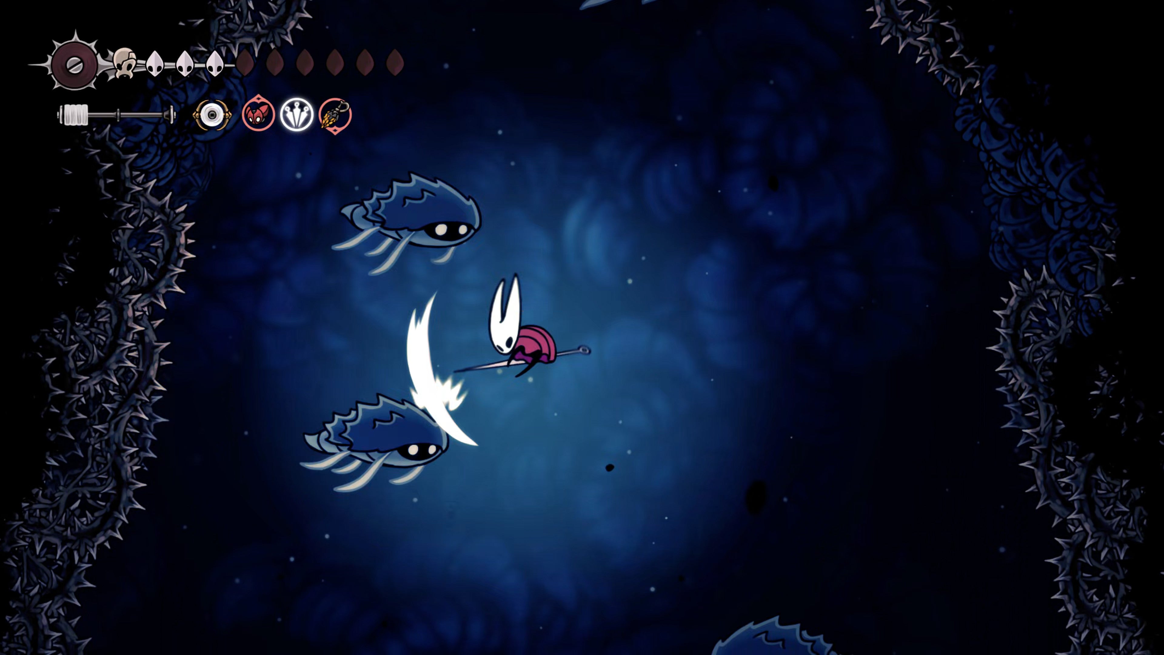 A screenshot of Hollow Knight: Silksong showing the path through various final quests and activities in Act 3. - 85