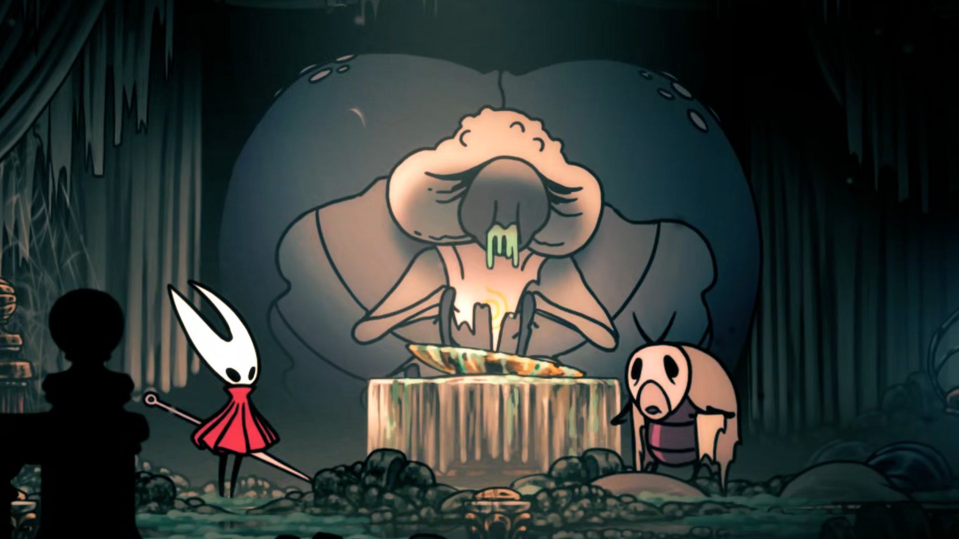 A screenshot of Hollow Knight: Silksong showing the path through the beginning of Act 3. - 1