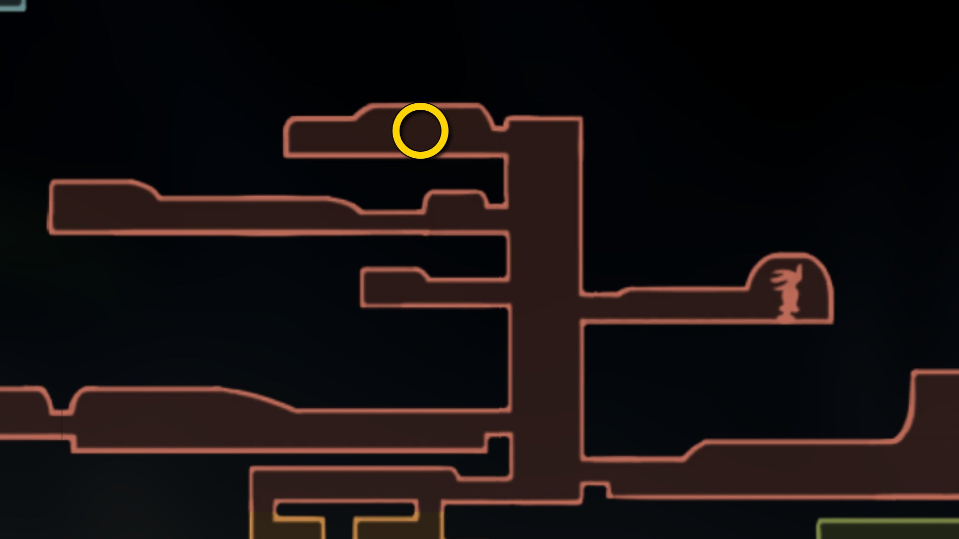 Part of the Hollow Knight: Silksong map of Hunter's March, showing the location of the second Skarrgard fight. - 16