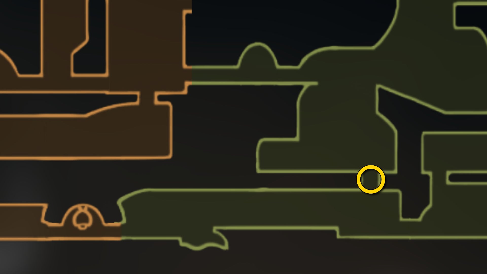 Part of the Hollow Knight: Silksong map of the Far Fields, showing the location of the entrance to the hidden obstacle course. - 19