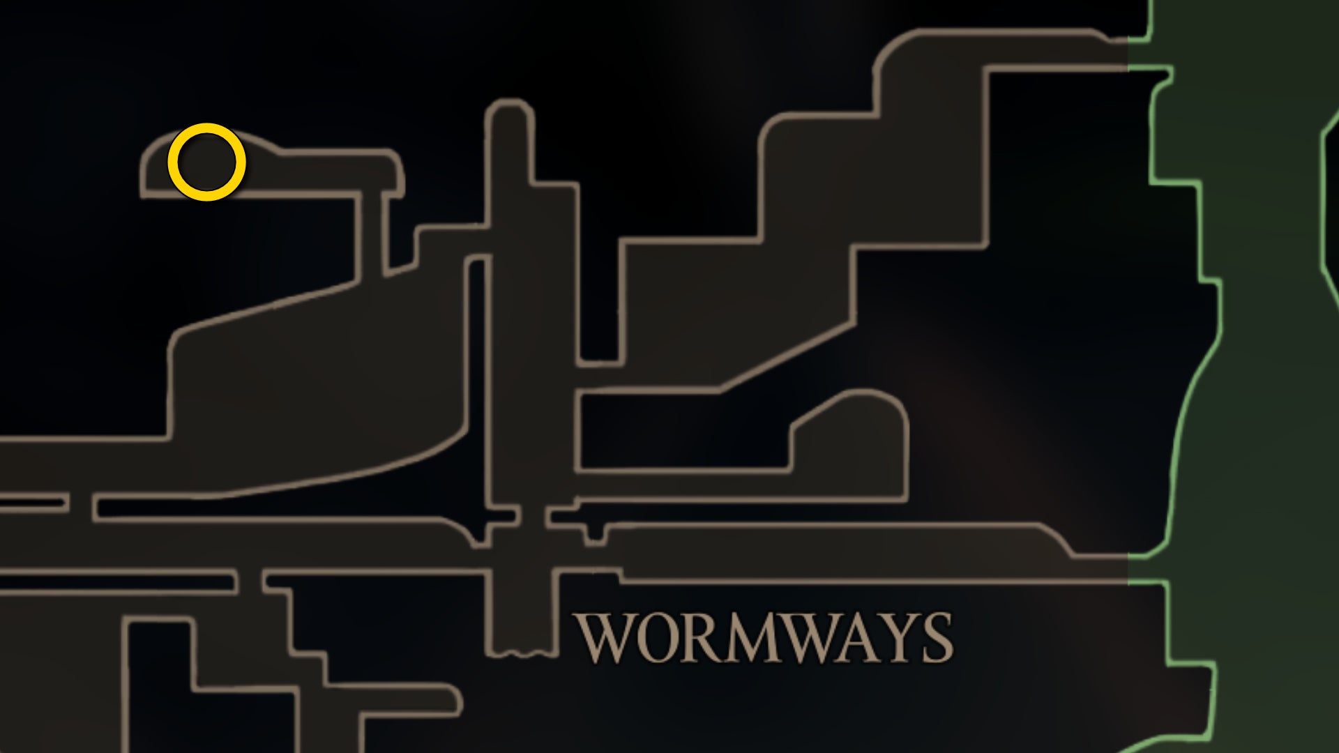 Part of the Hollow Knight: Silksong map of the Wormways, showing the location of Alchemist Zylotol's lab. - 24