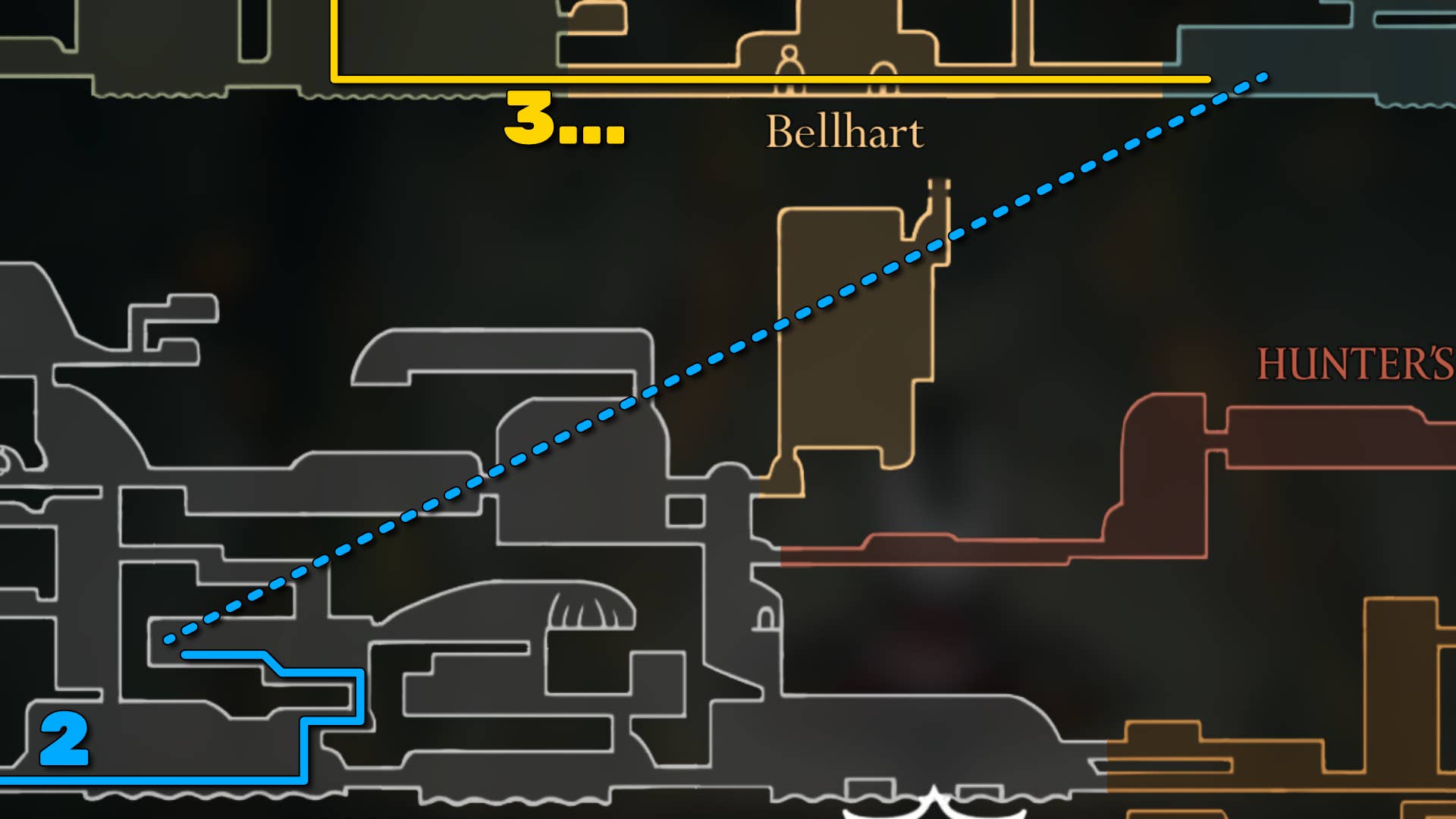 Part of Hollow Knight: Bell Heart's Silkson Map. It shows you the path to follow our walkthrough.
