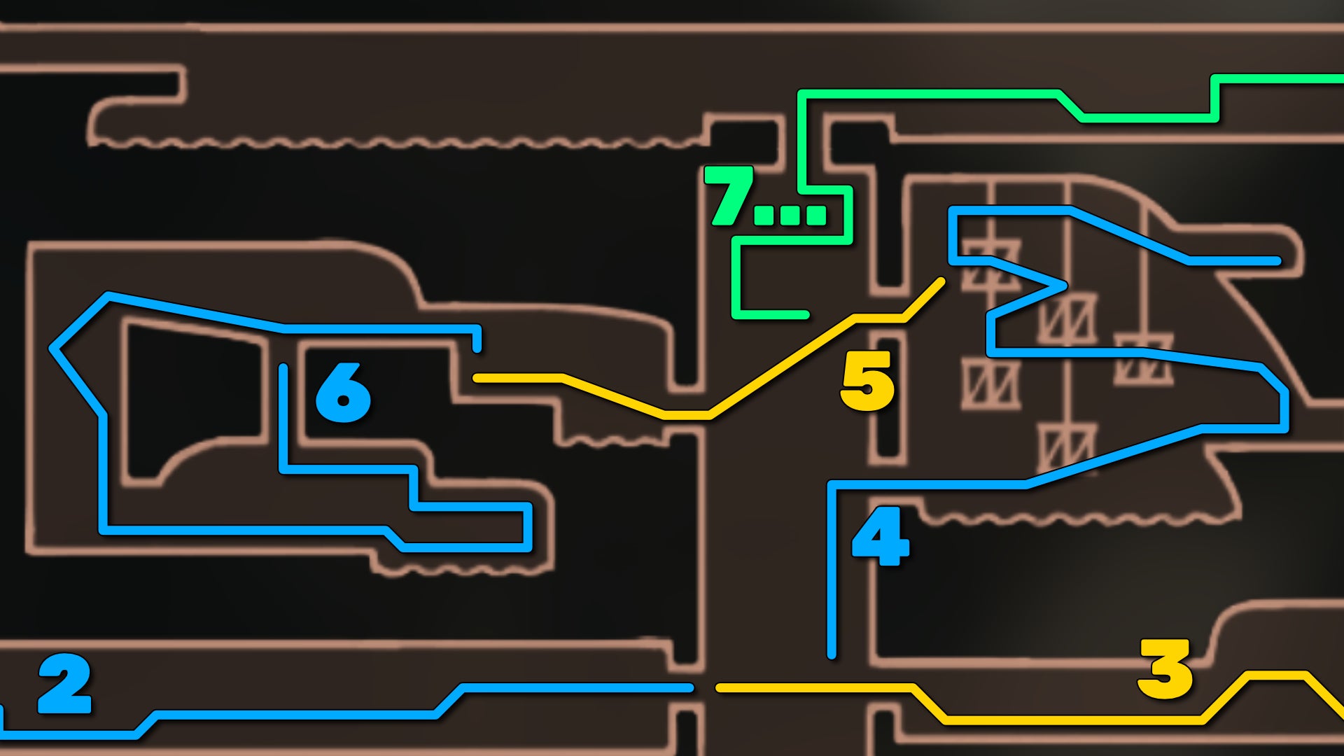 Part of the Hollow Knight: Silksong map of Sinner's Road, showing the path forward according to our walkthrough. - 8