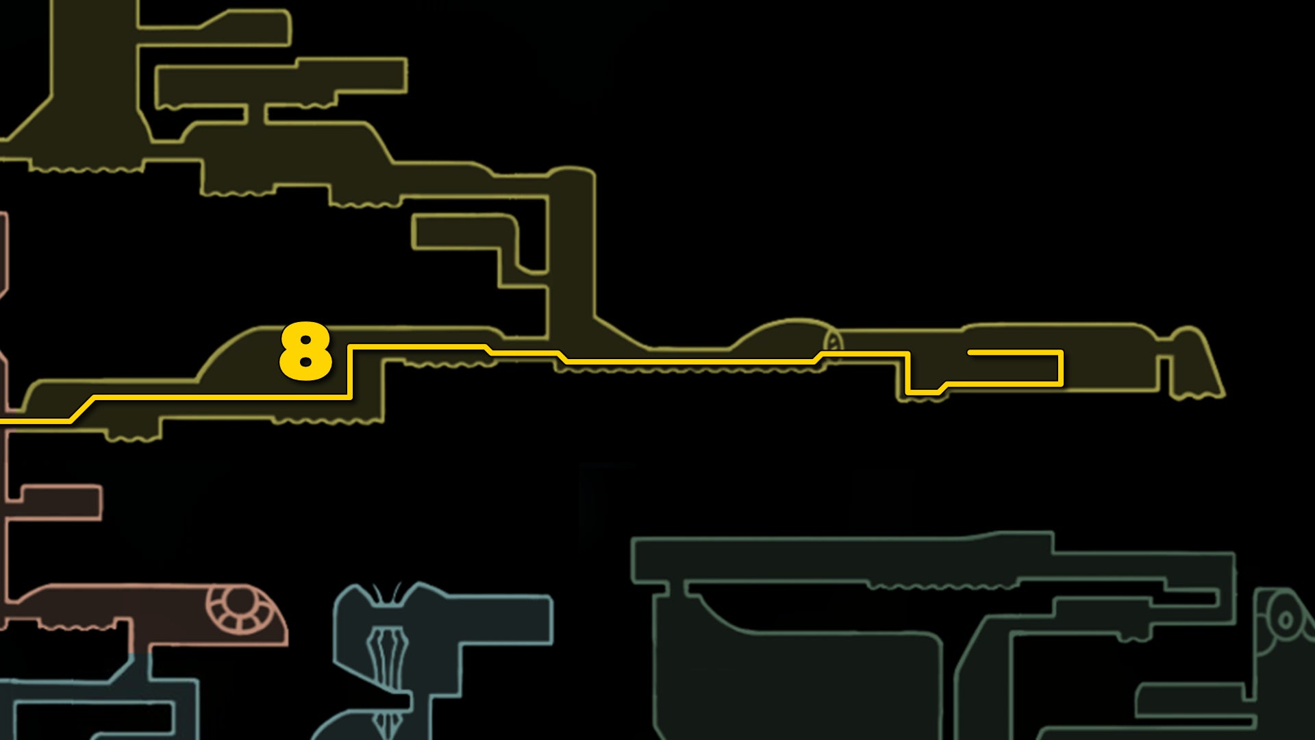 Part of the Hollow Knight: Silksong map of Sinner's Road, showing the path forward according to our walkthrough. - 25