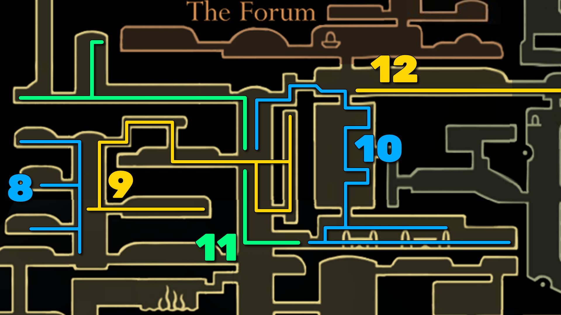 Part of the Hollow Knight: Silkson Map of the Choir Room. It shows you the path to follow our walkthrough.