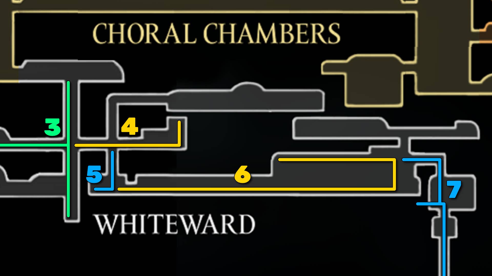 Part of Hollow Knight: White Ward Silkson Map. It shows you the path to follow our walkthrough.