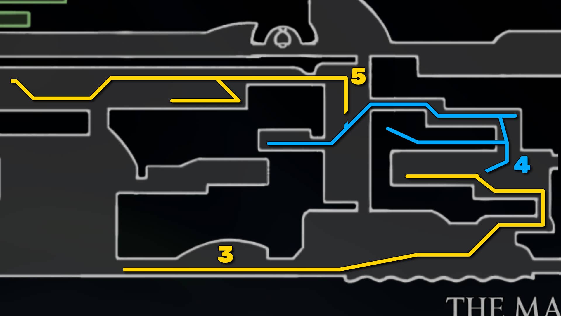 Hollow Knight: A portion of Silksong's Marrows Map, showing us the path to follow our walkthrough.