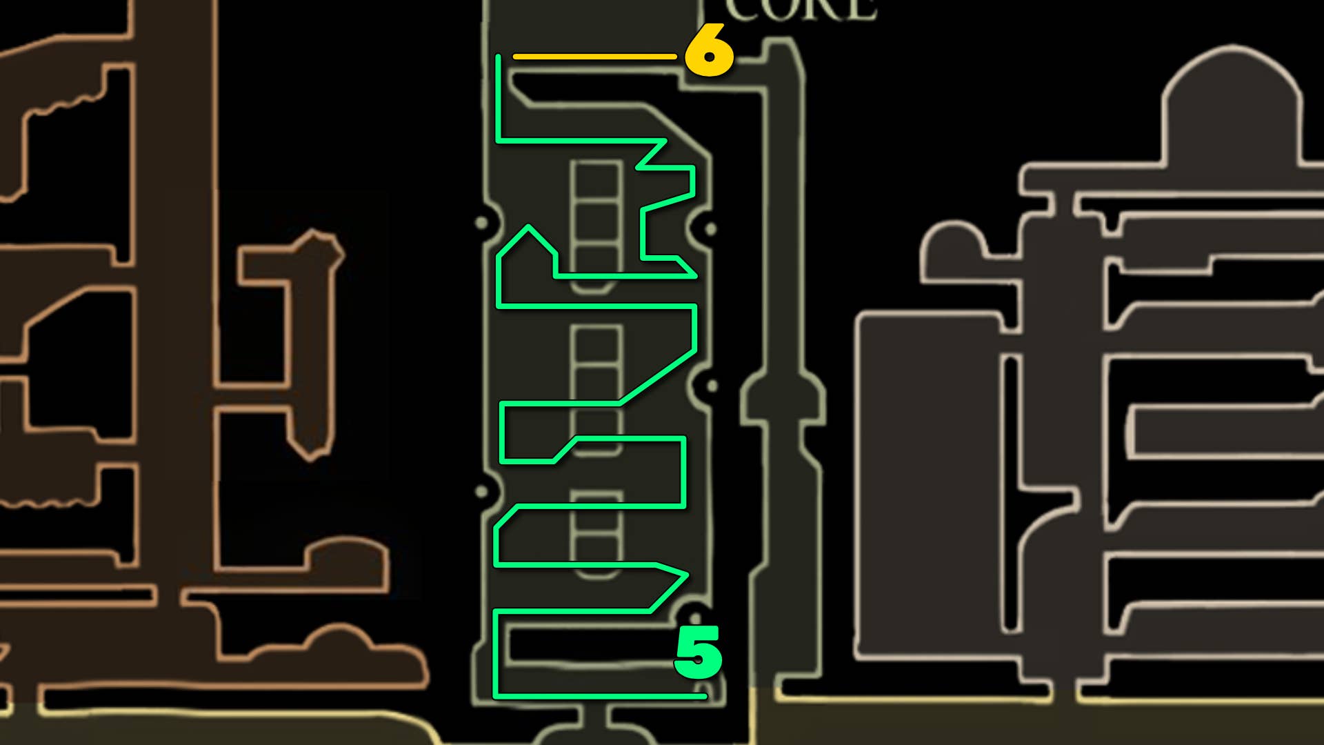 Part of the Hollow Knight: Silkson map from Cogwork Core. It shows you the path to follow our walkthrough.