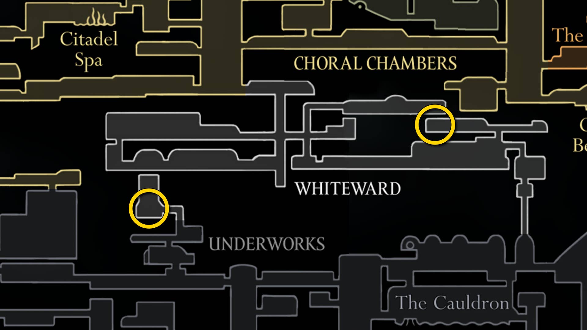 Part of Hollow Knight: White Ward Silkson Map. It shows you the path to follow our walkthrough.