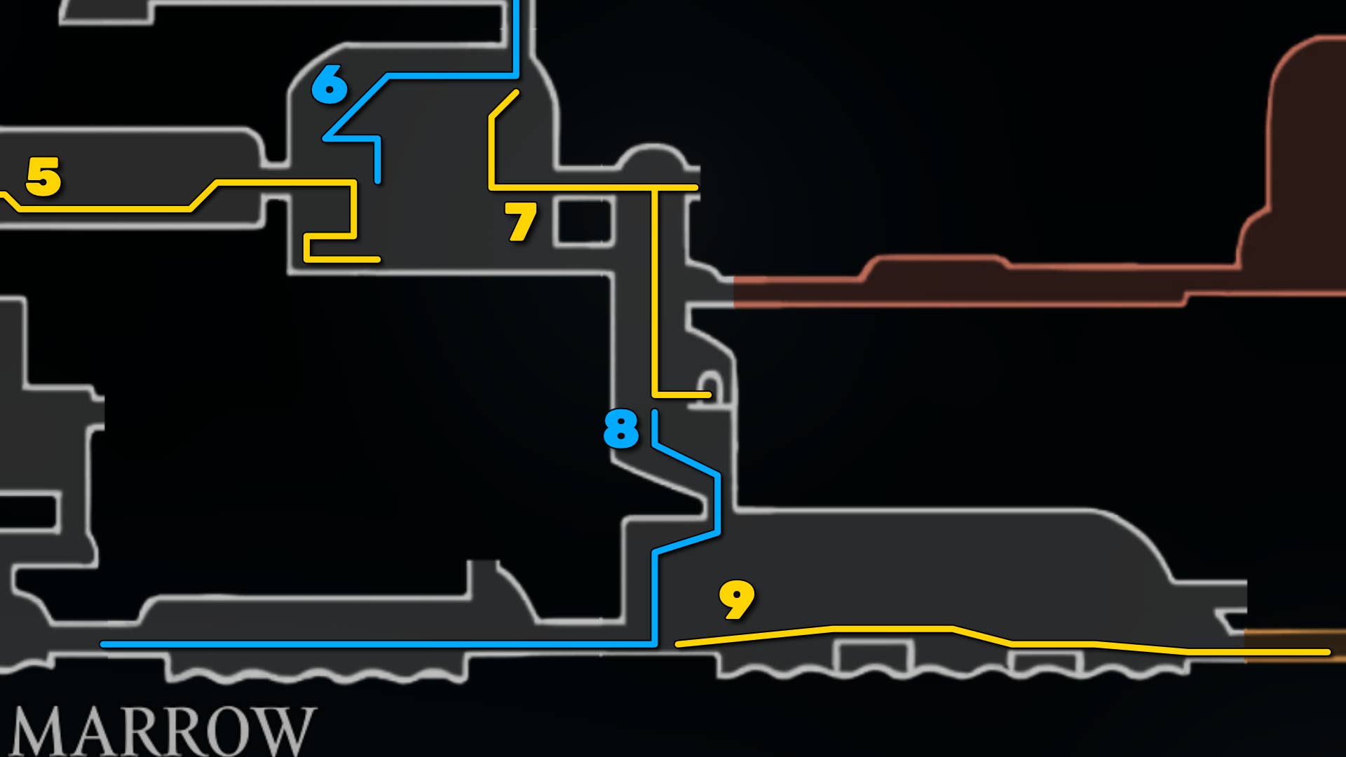 Part of Hollonite: Silkson map of bone marrow. It shows you the path to follow our walkthrough.
