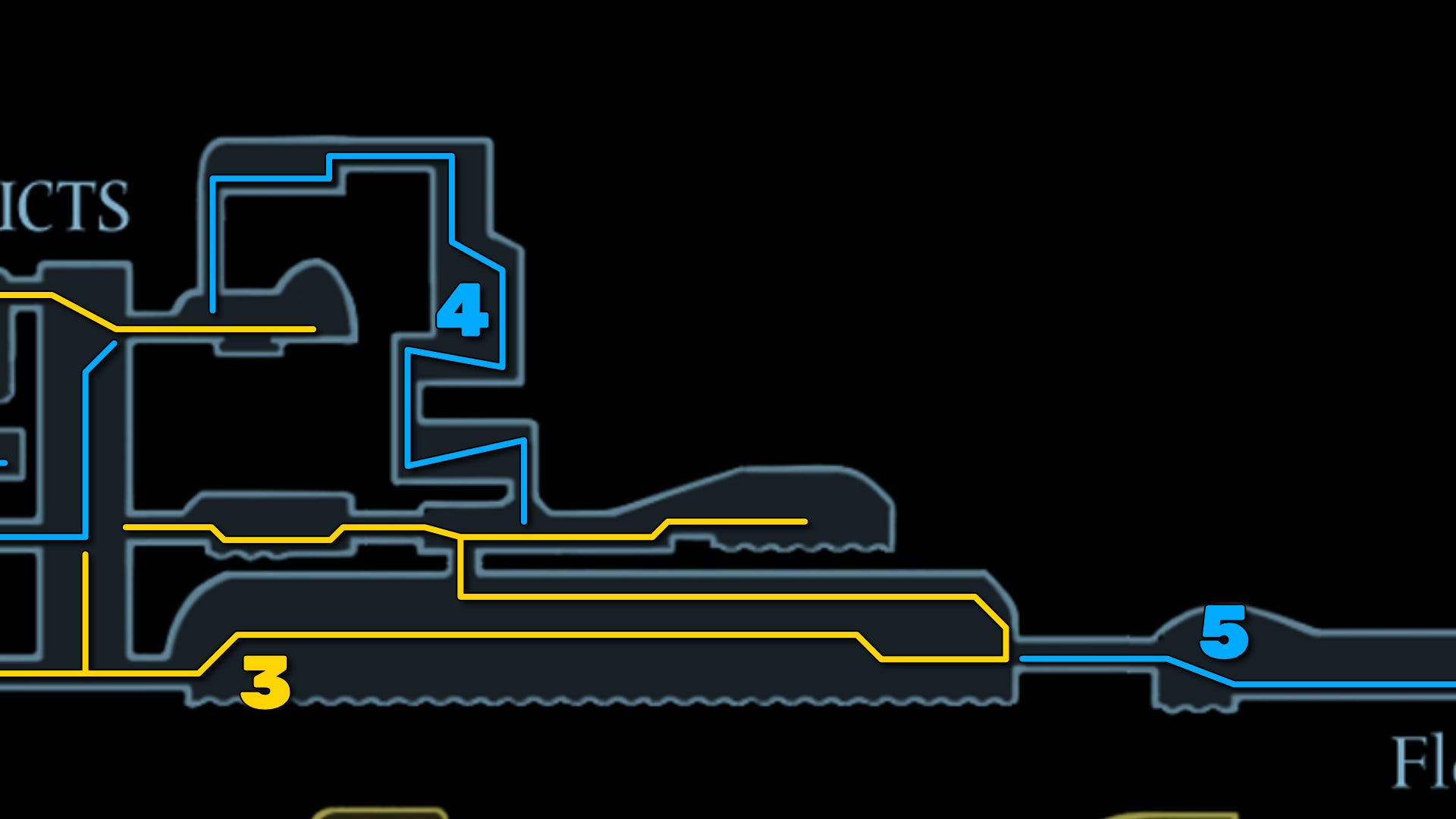Part of the Hollow Knight: Silksong map of the Putrified Ducts, showing the path forward according to our walkthrough. - 9