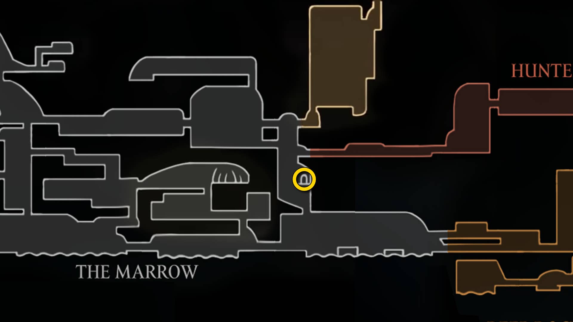 Part of Hollow Knight: Silkson Map, shows the location of the mini-games of Roddy.
