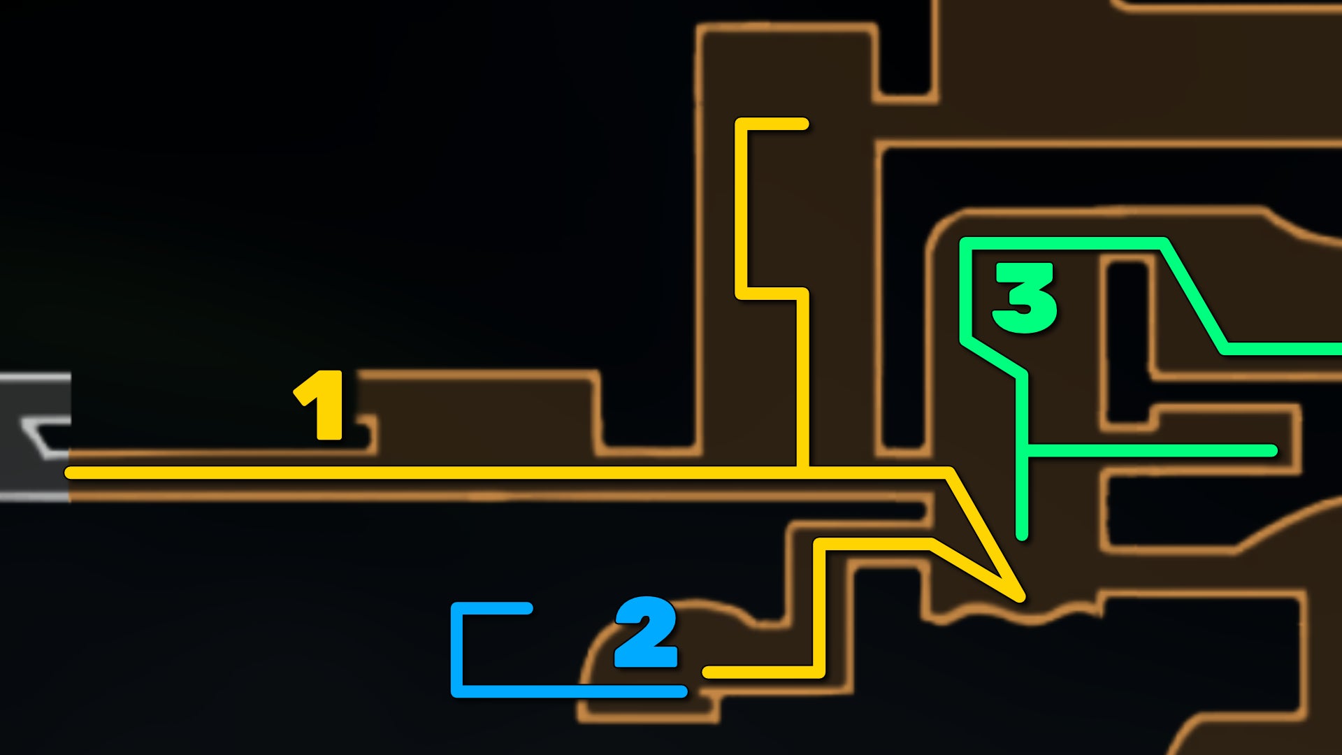Part of the Hollow Knight: Silksong map of Deep Docks, showing the path forward according to our walkthrough. - 3