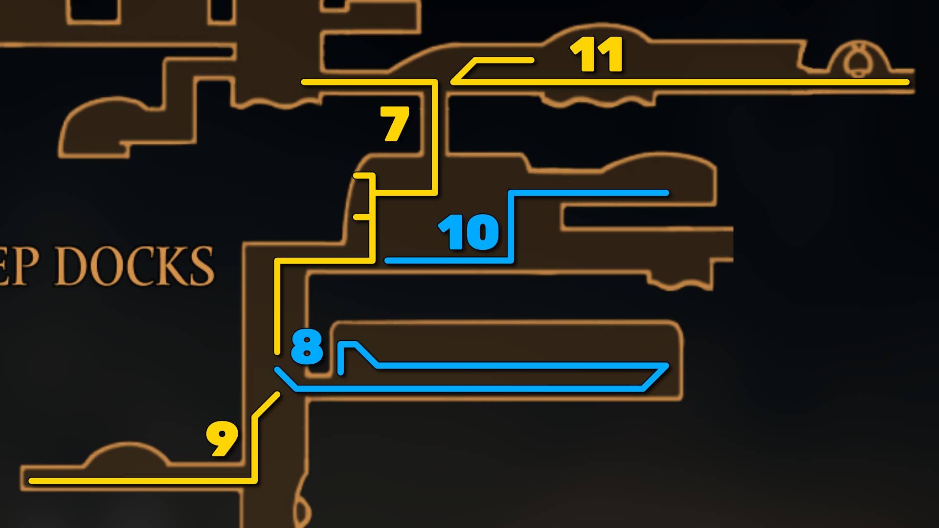 Part of Hollow Knight: Deep Dock Silkson Map. It shows you the path to follow our walkthrough.