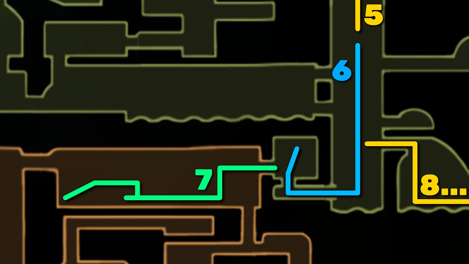 Part of the Hollow Knight: Silksong map of Far Fields, showing the path forward according to our walkthrough. - 22