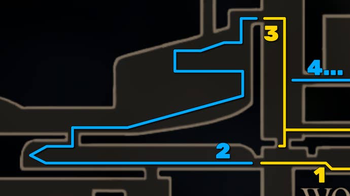 Part of Hollow Knight: Silksong Map of the Wormways, showing the path forward according to our guide.