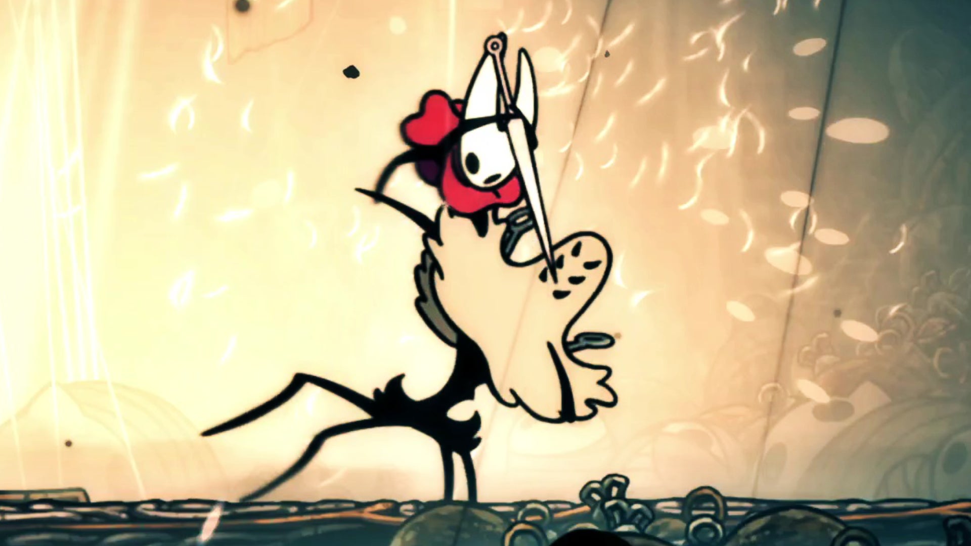 A close-up of Hornet binding Widow after beating her in Hollow Knight Silksong. - 1