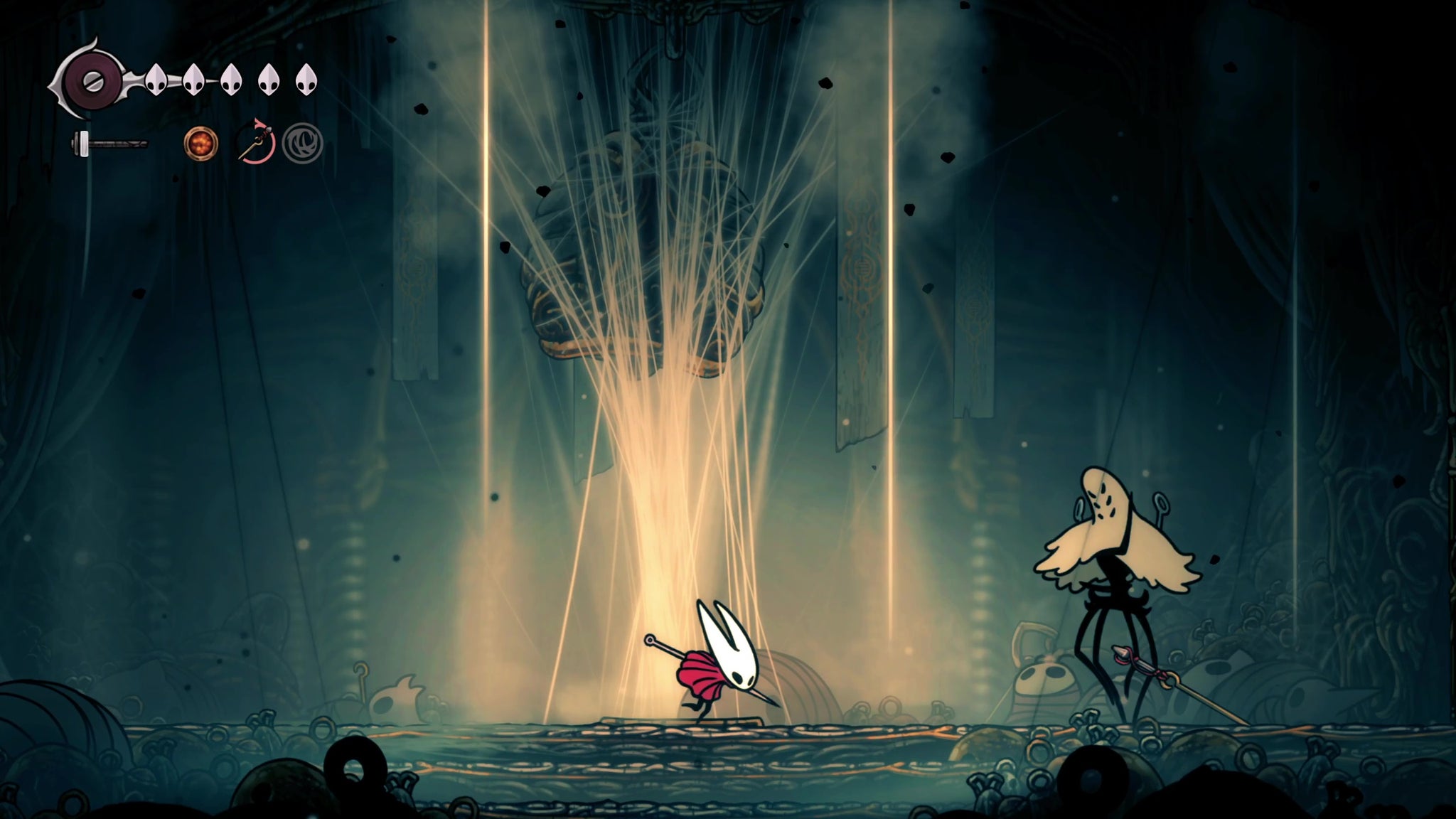 Widow's phase two bell wall drop attack in Hollow Knight Silksong. - 11