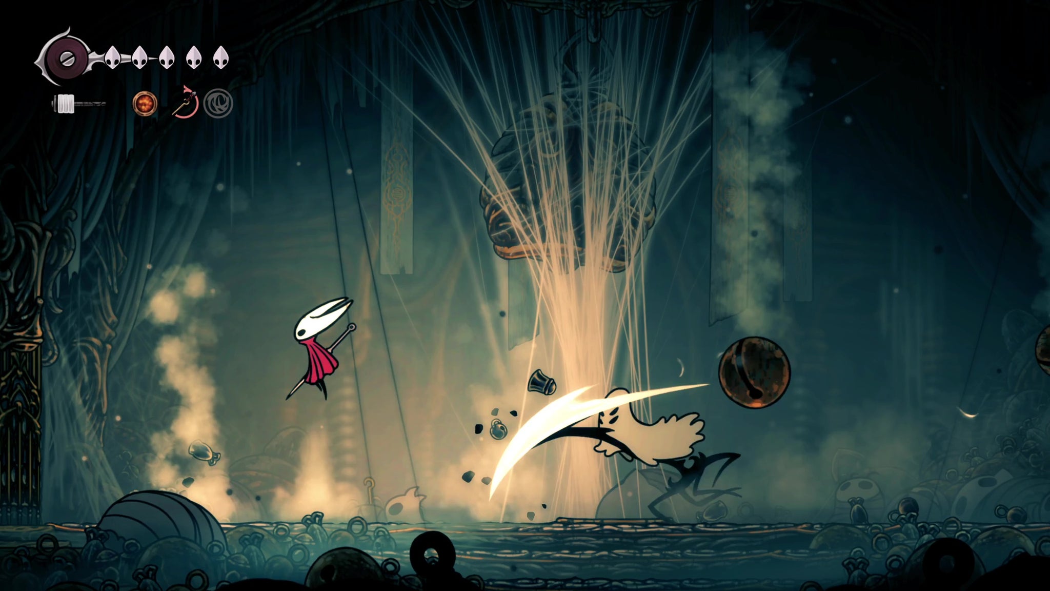 Widow's phase two charging slash attack in Hollow Knight Silksong. - 12
