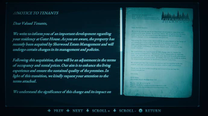 A letter to the tenants of a building letting them know of an acquisition in Hollowbody.