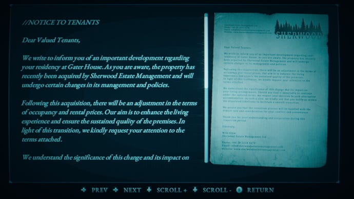 A letter to the tenants of a building letting them know of an acquisition in Hollowbody.