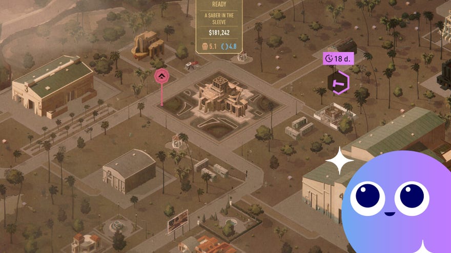 a top down view of tinsel town, baby! In management sim Hollywood Animal