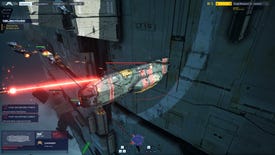 An enemy ship gets a good lasering in Homeworld 3