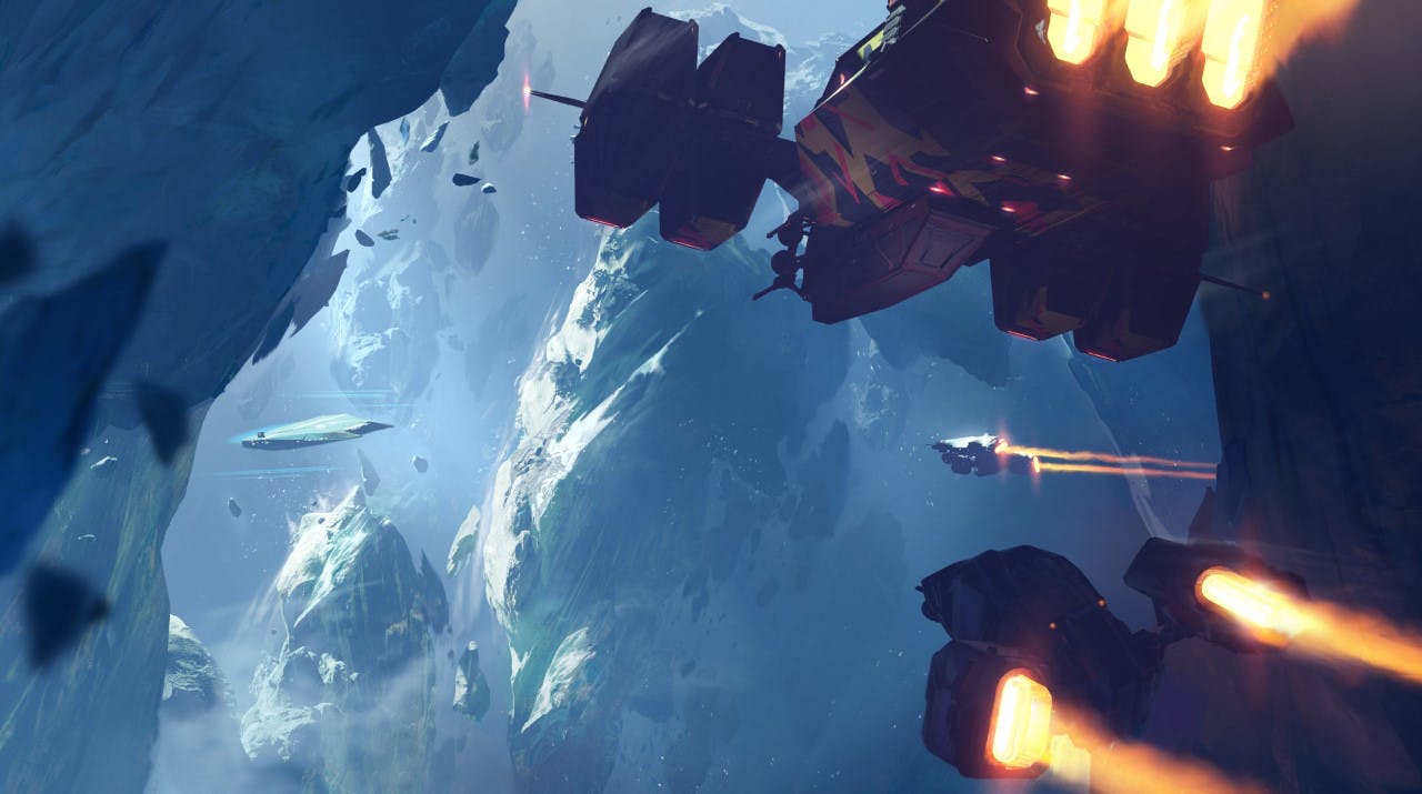 Concept art for an icy encounter in Homeworld 3.