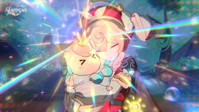 Hiacin hugs her ICA MEMOSTRITY in Honkai Star Rail