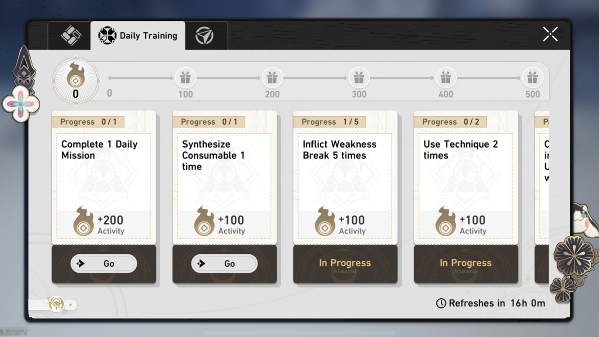 Screengrab taken from Honkai Star Rail showing the Daily Mission menu. - 3