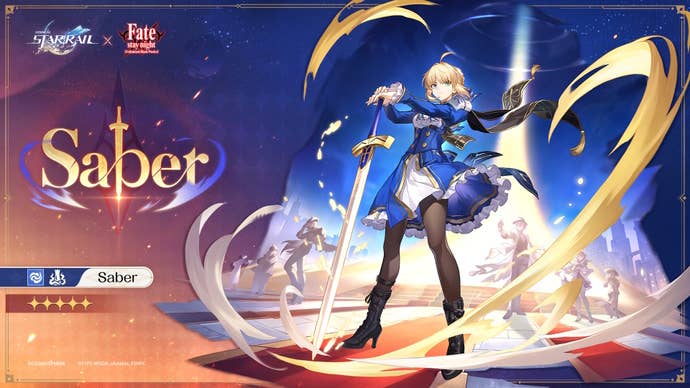 Saber’s banner image from Honkai Star Rail x Fate