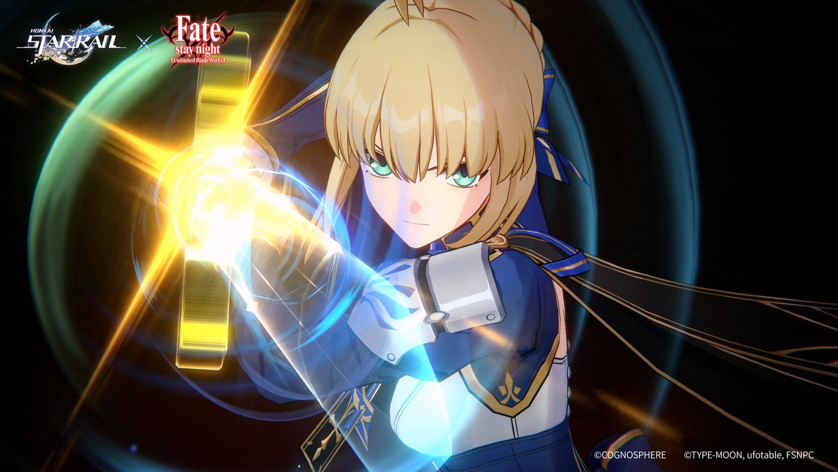 Fate/stay night character Saber in the Honkai: Star Rail art style as part of the collob event taking place in HSR between July and November 2025. - 1