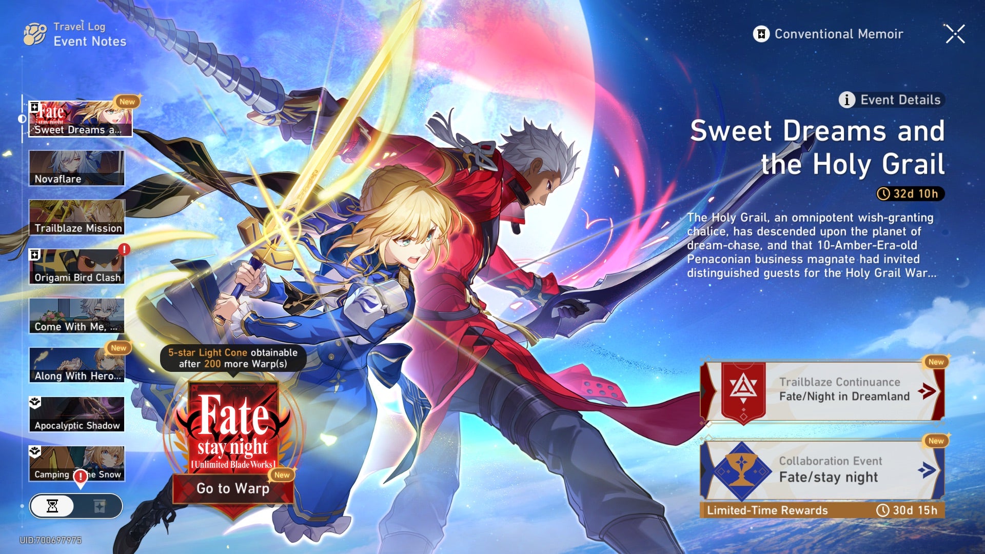 Honkai: Star Rail officially kicks off Fate/stay night collaboration with no boosted 4-stars and no plans for English VO - 3