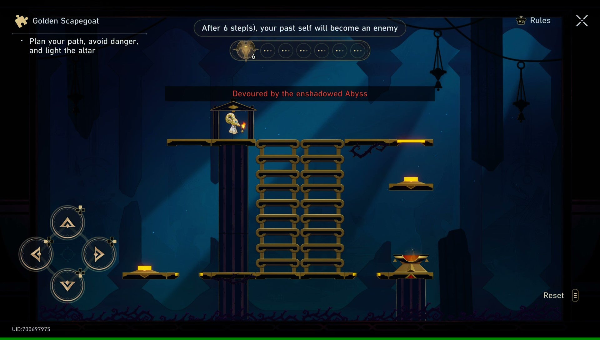 A Golden Scapegoat puzzle from Honkai: Star Rail, in its starting position. - 15