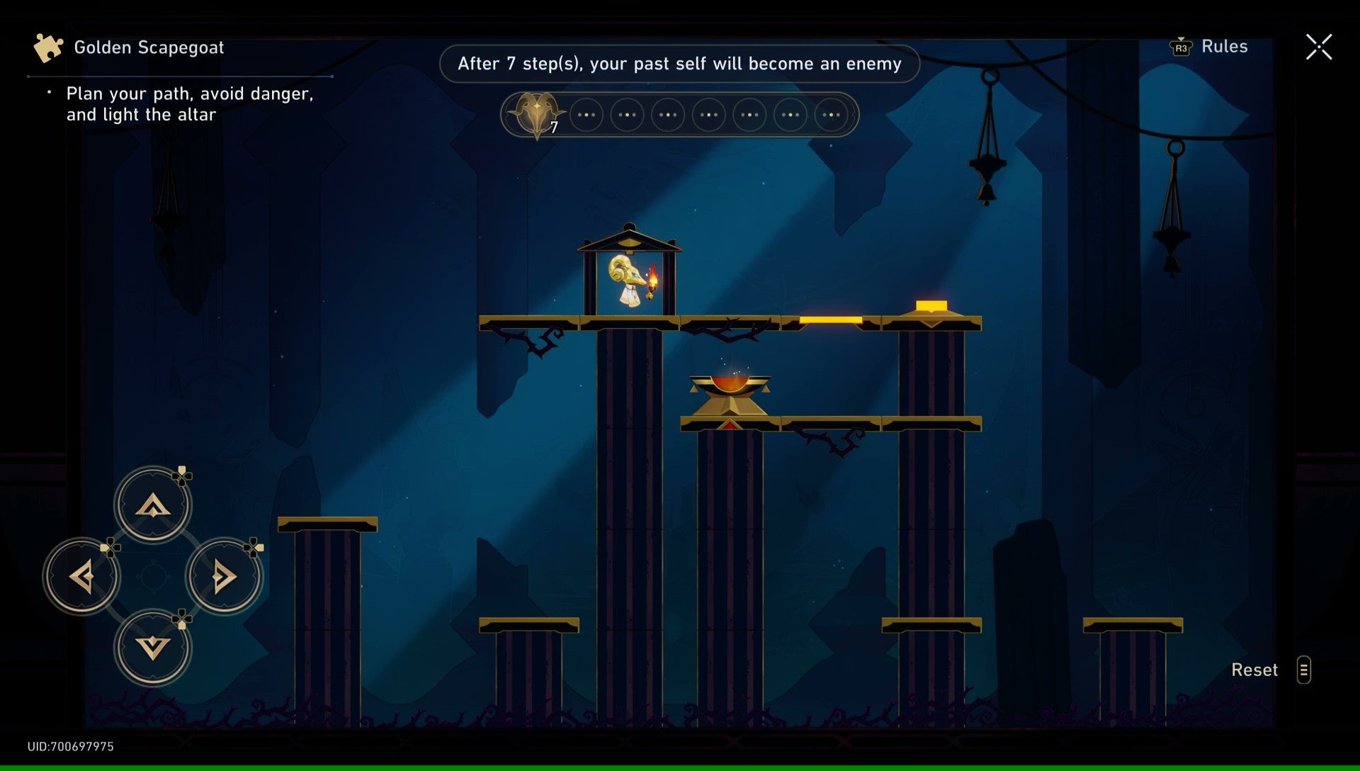 A Golden Scapegoat puzzle from Honkai: Star Rail, in its starting position. - 19