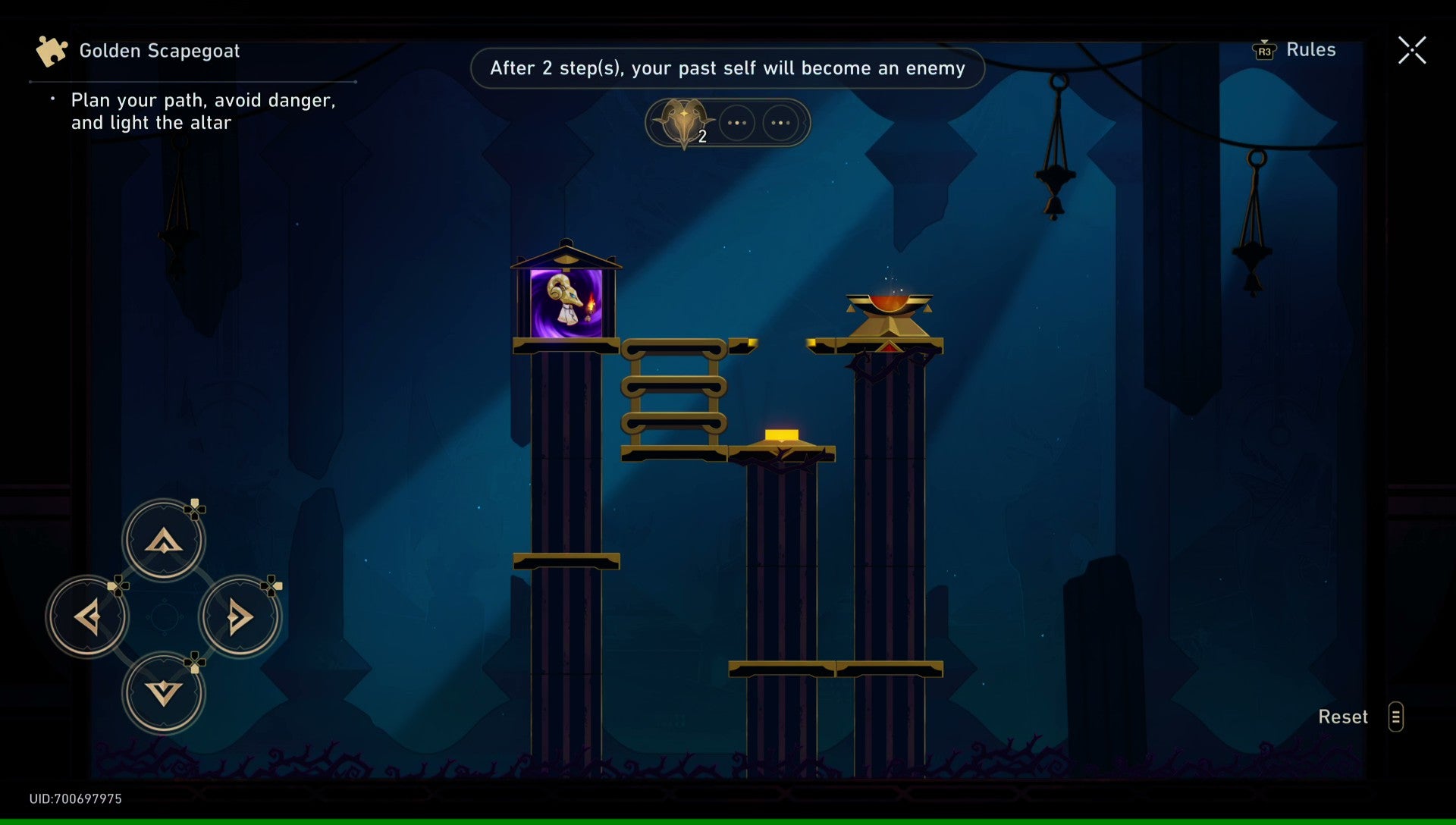 A Golden Scapegoat puzzle from Honkai: Star Rail, in its starting position.