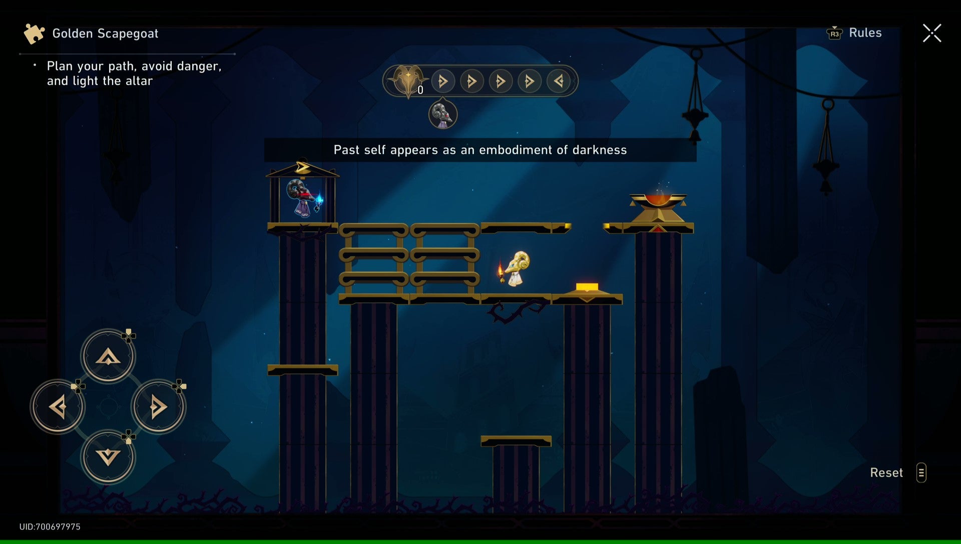 A Golden Scapegoat puzzle in Honkai: Star Rail, with the Shadowbound Self appearing out of the spawn portal. - 3