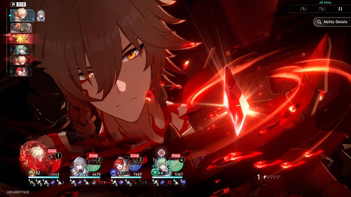 Mydei in Honkai Star Rail casting his ultimate and staring meaningfully into the camera