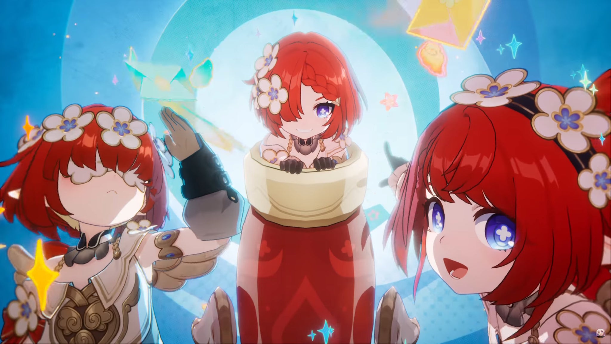 Tribbie from Honkai Star Rail, all three of them, preparing to launch one out of a cannon - 5