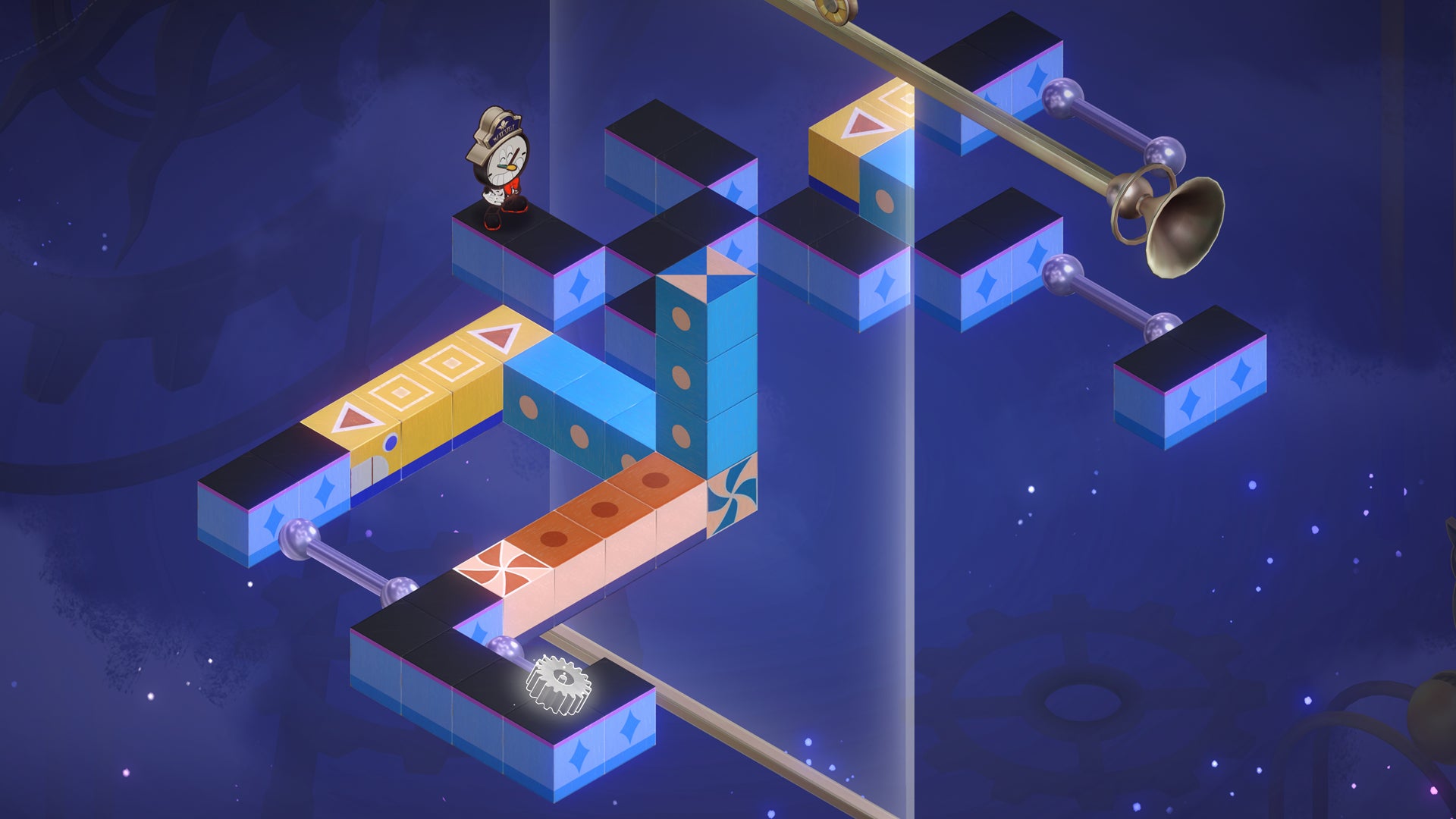 A clock person waits on blocky platforms in Honkai: Star Rail's version 2.0 - 4