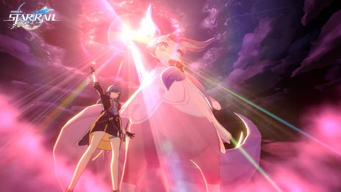 Honkai Star Rail press image with protagonist in pink light