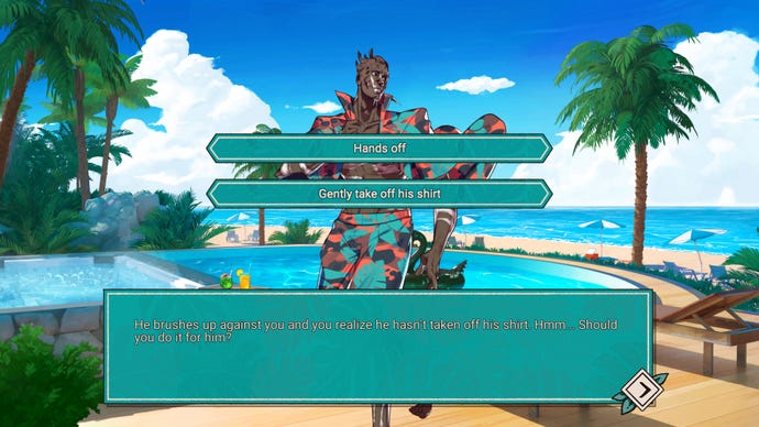 Text boxes invite the player to get very flirty with Dead By Daylight killer The Wraith in Hooked On You: A Dead By Daylight Dating Simulator.