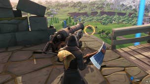 Fortnite: launch through flaming hoops using a Pirate Cannon
