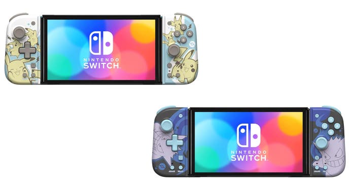 Hori Switch Pad compact controllers for the Nintendo Switch with Gengar and Pikachu designs